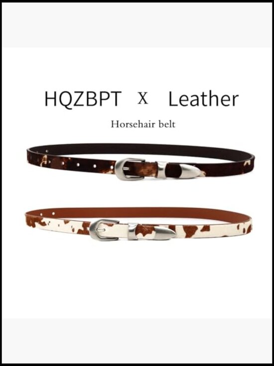 Genuine Cowhide Leather Belt with Horsehair Pattern Western Style main image 6